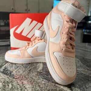 Nike Court Borough Mid 2 Sneakers Echo Pink White Women’s 7 / Youth 5.5 NWT